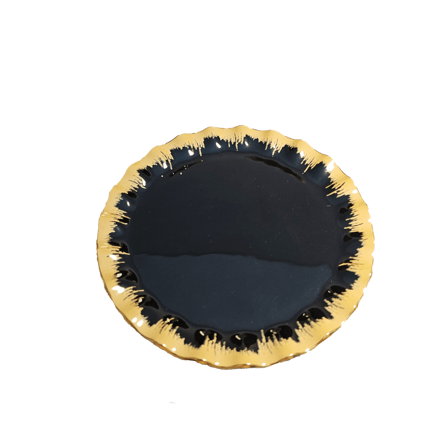 Glore Alba Altın Yaldızlı Cam Pasta Tabağı Takımı