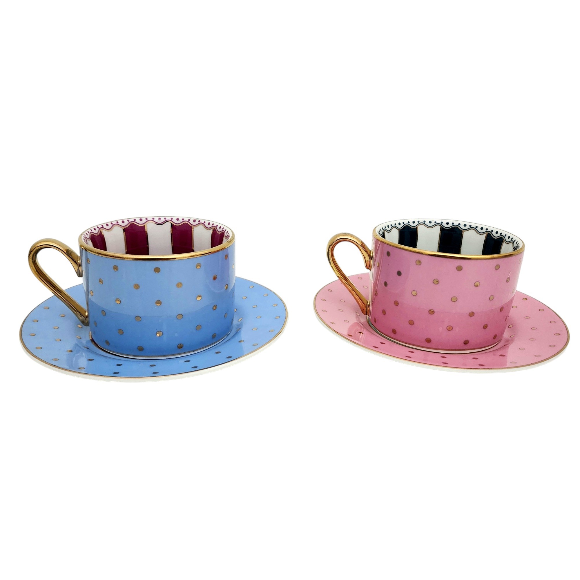 By Como Lotta Puantiyeli Nescafe&Çay Fincan Takımı (2 Adet Mavi-Pembe)
