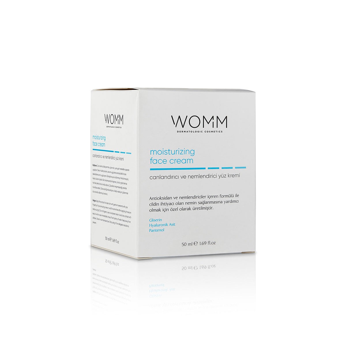 Womm Canlandırıcı ve Nemlendirici Yüz Bakım Kremi, Hafif Dokulu Güçlü Nemlendirme, Antioksidan, 50 ml 