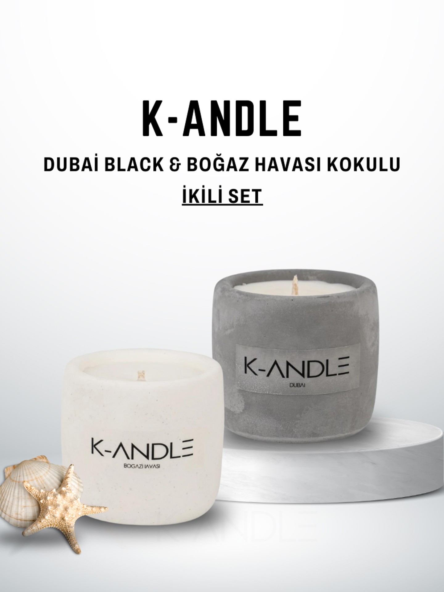 Dubai Black & Boğaz Havası Kokulu İkili Set Beton Mum