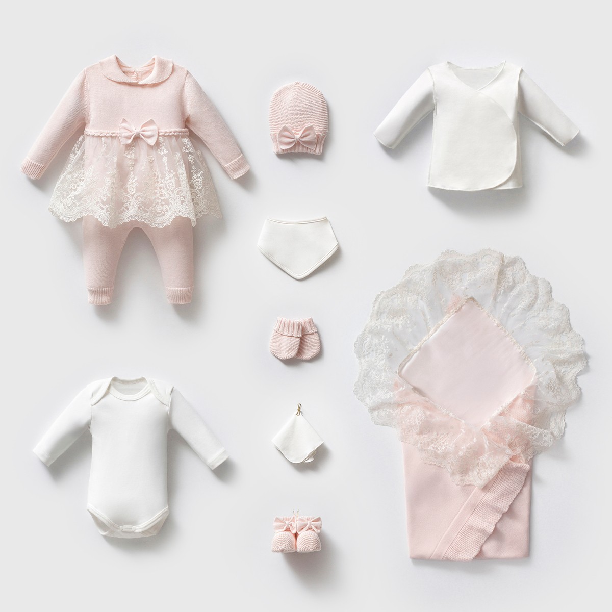 Kız Bebek 0-3 Ay Premium Pembe Dantelli 10lu Set