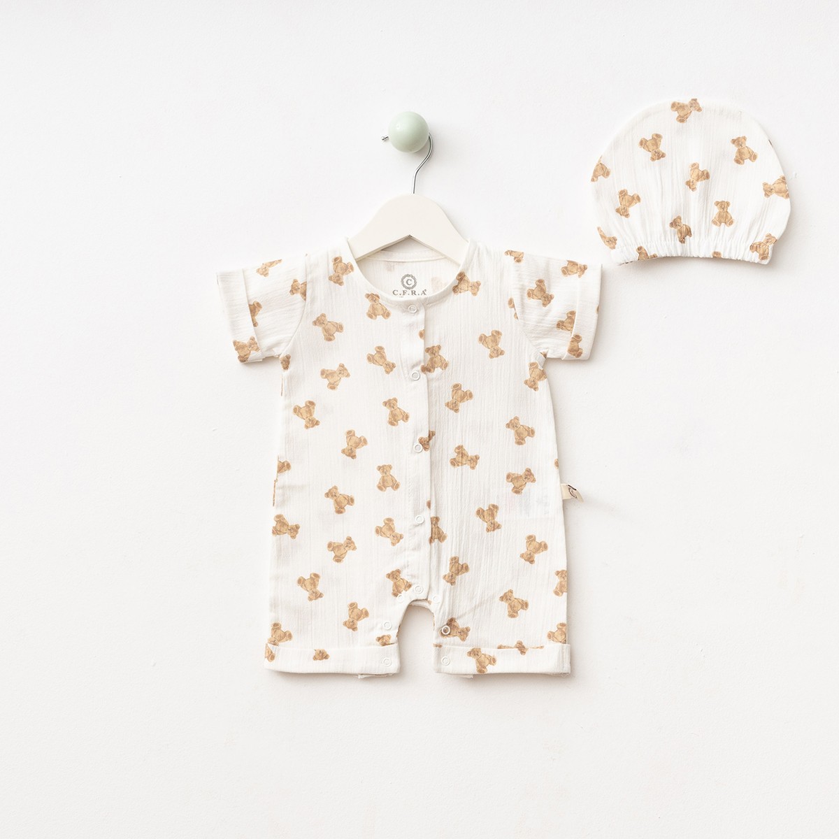 Unisex Krem Teddy Müslin Şapkalı Barbatöz