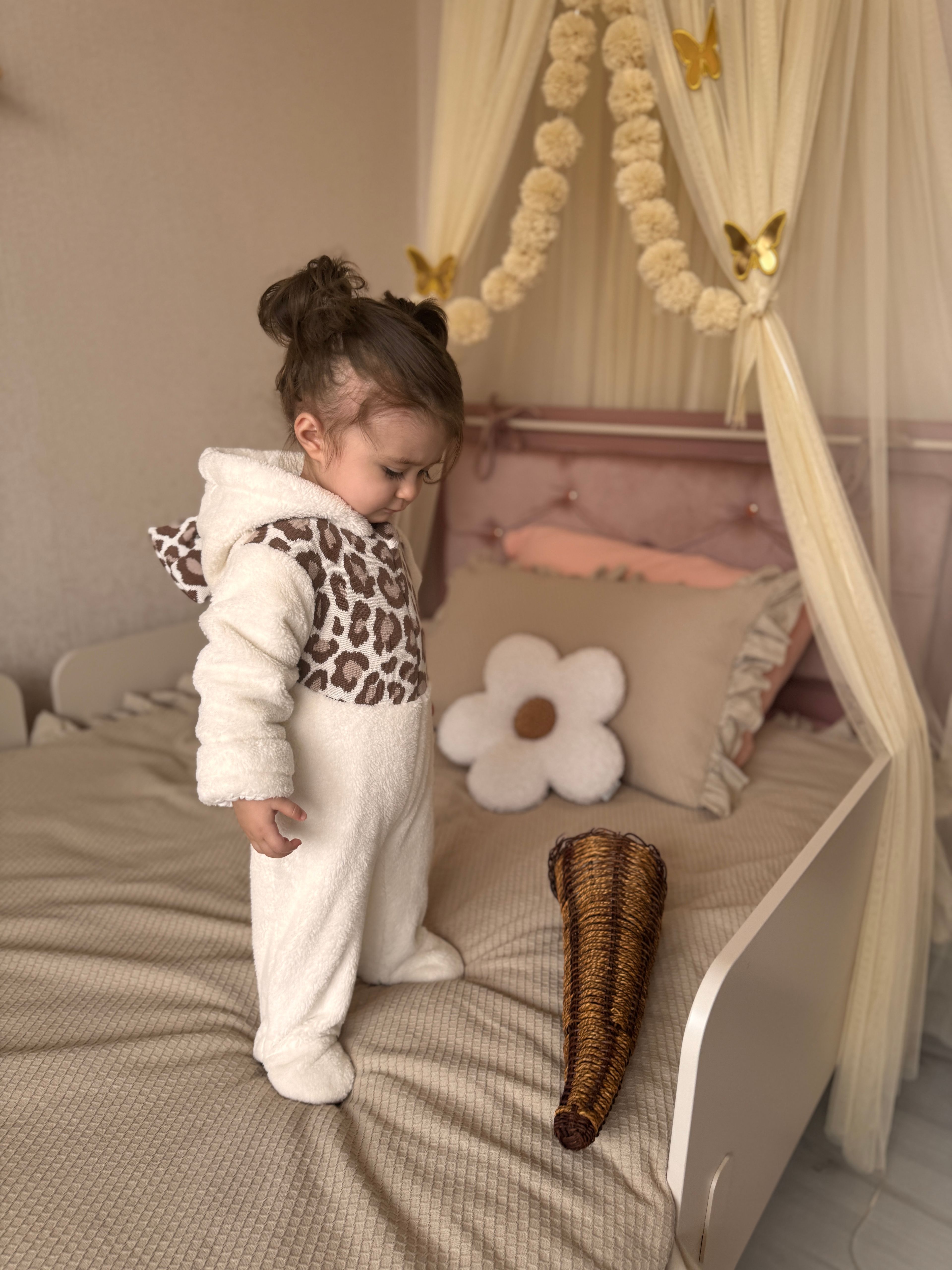 Kız Bebek Premium Leoparlı Welsoft Tulum