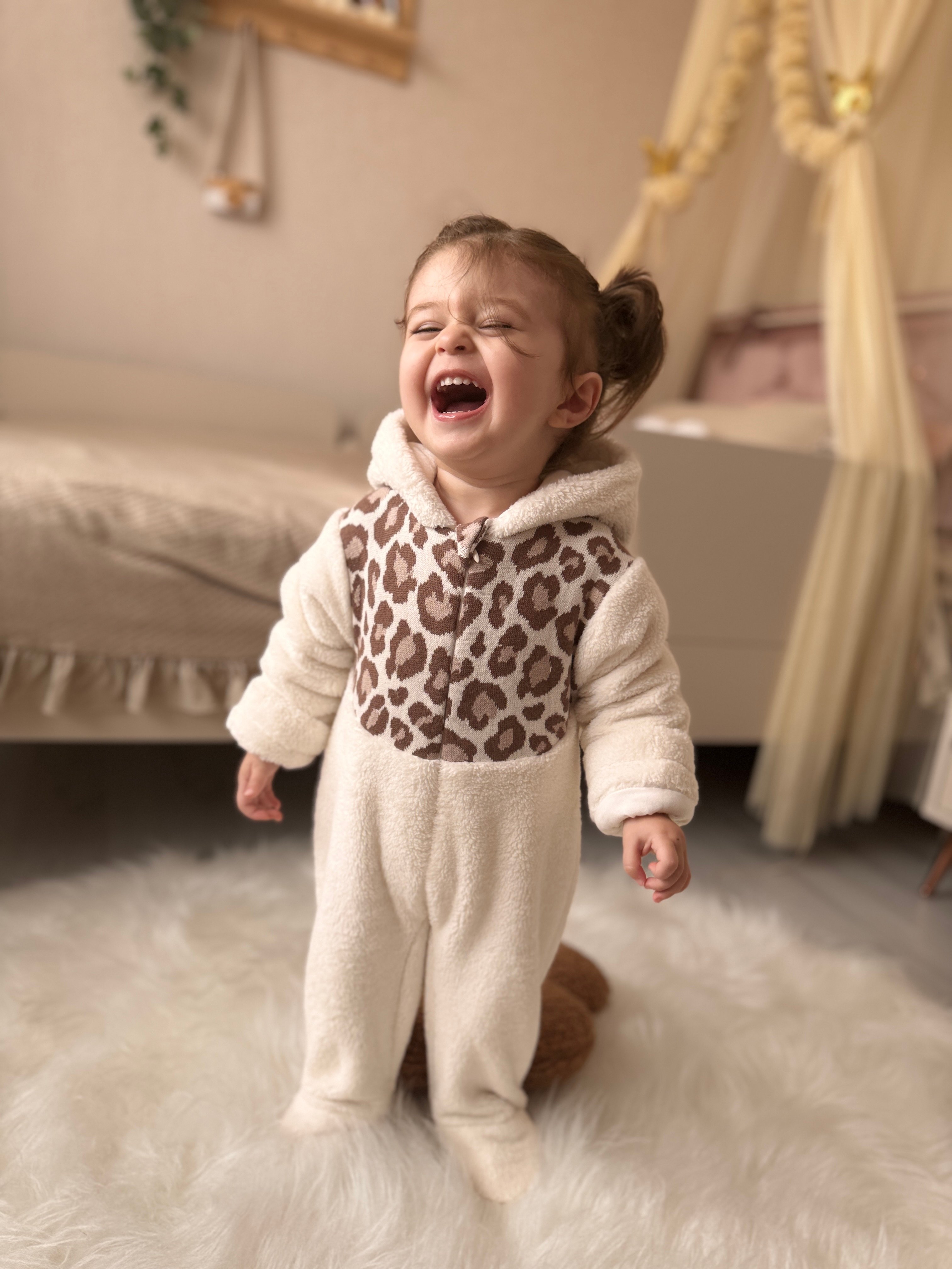 Kız Bebek Premium Leoparlı Welsoft Tulum