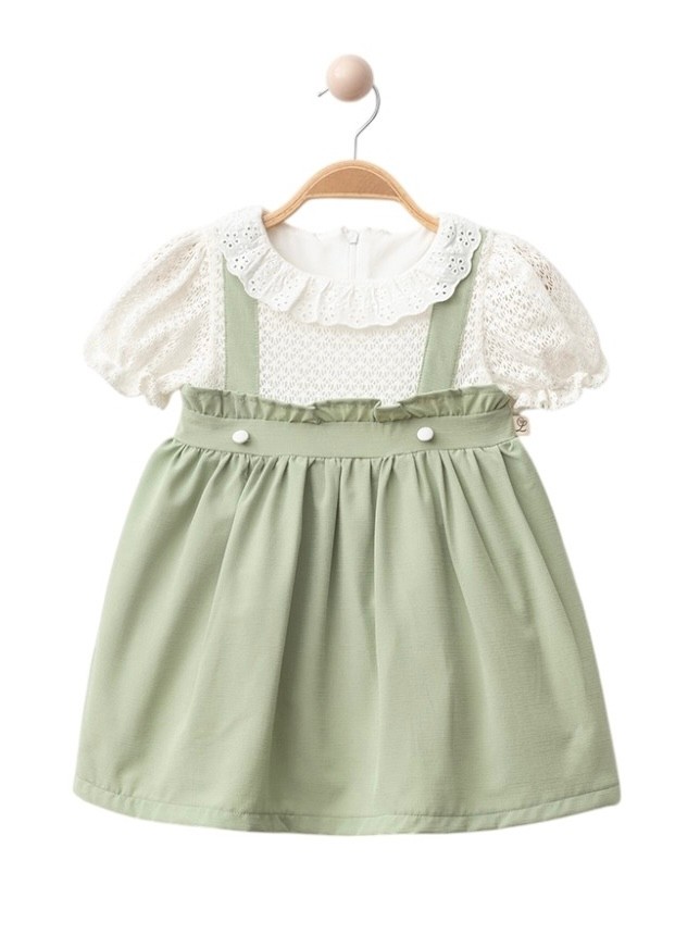 Kız Bebek Mint Dantel Yakalı Elbise