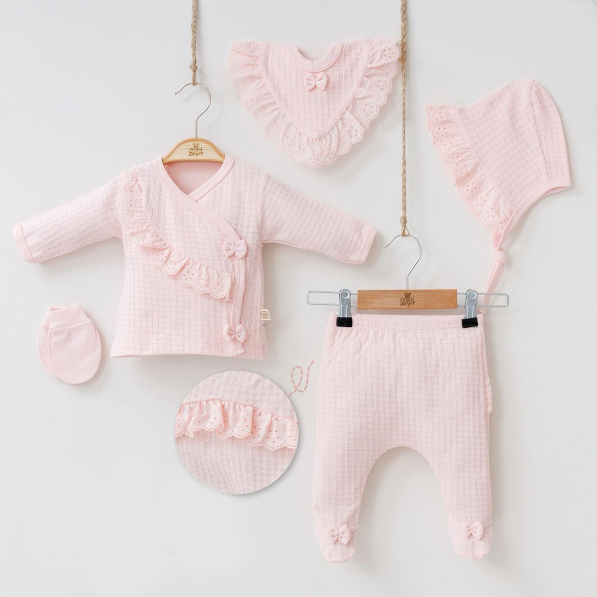 Kız Bebek 0-3 Ay Pudra Pretty Girl 5li Set