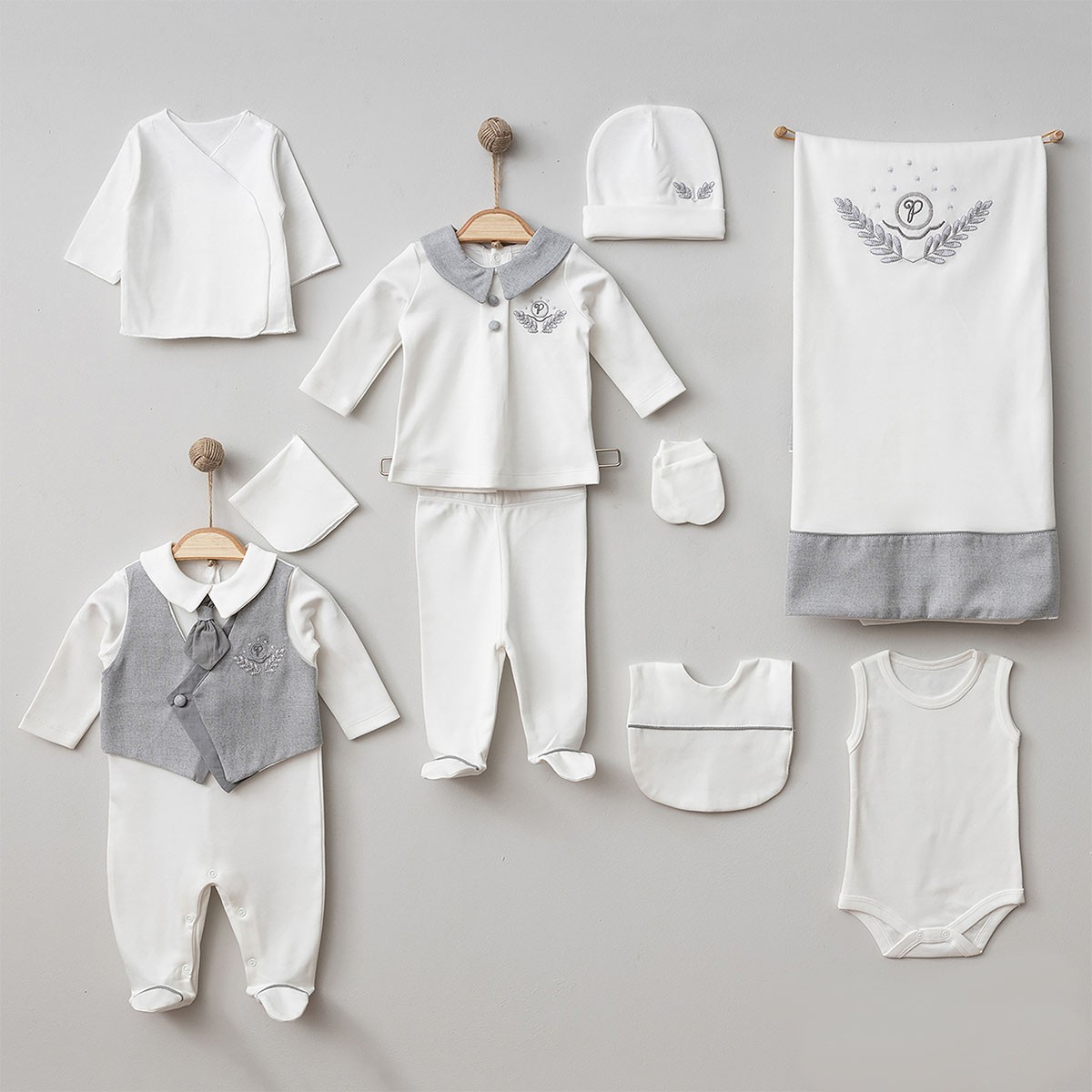 Erkek Bebek Premium 0-3 Ay Kravatlı 10lu Set