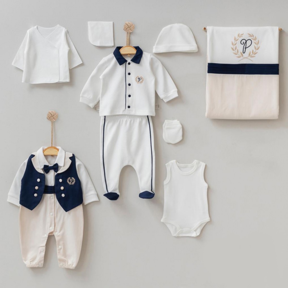 Erkek Bebek Premium 0-3 Ay Armalı 10lu Set
