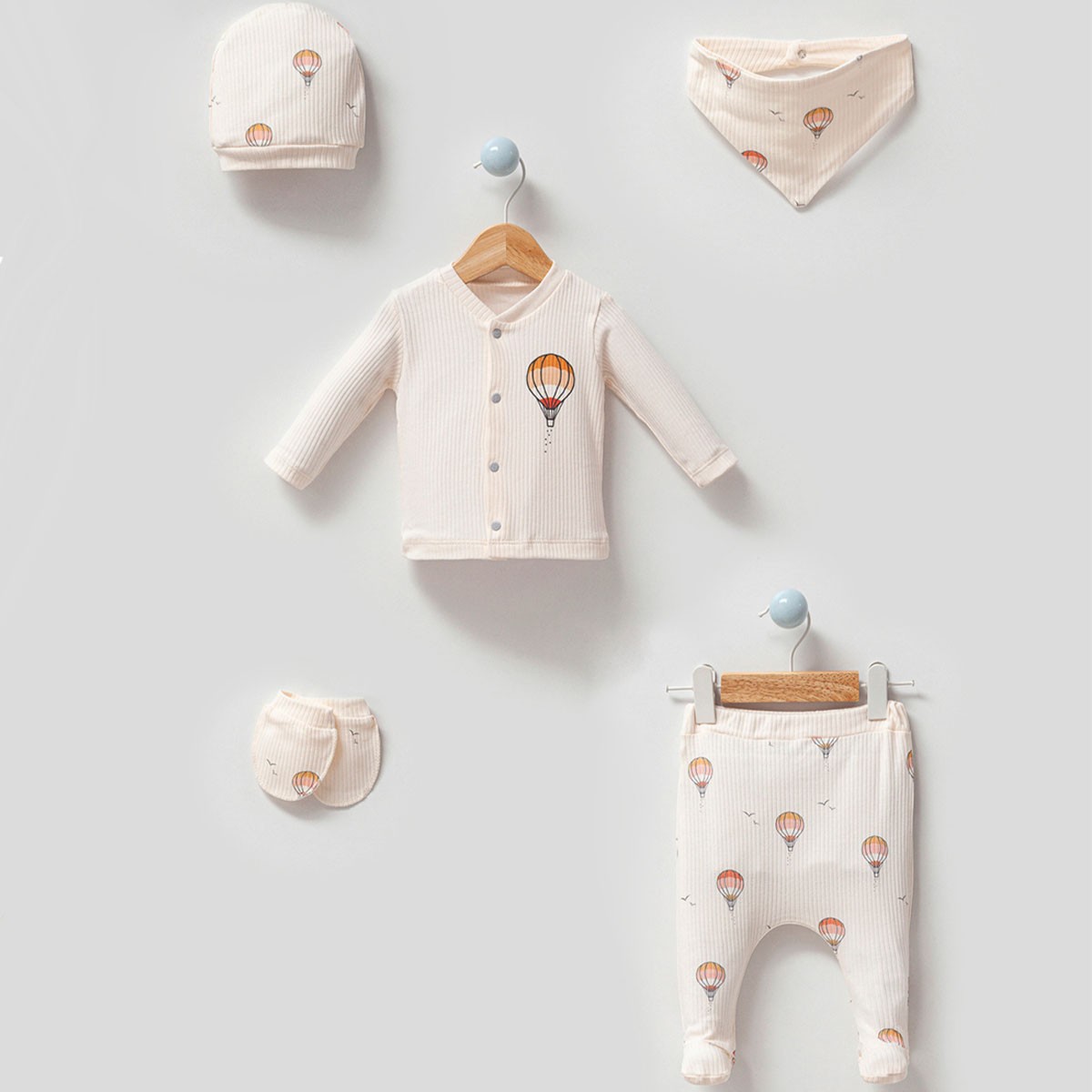 Unisex Uçan Balon Desenli 5li Set