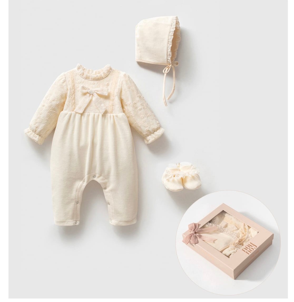 Kız Bebek Premium Özel Kutulu Dantel Detay 3lü Tulum Hediyelik Set