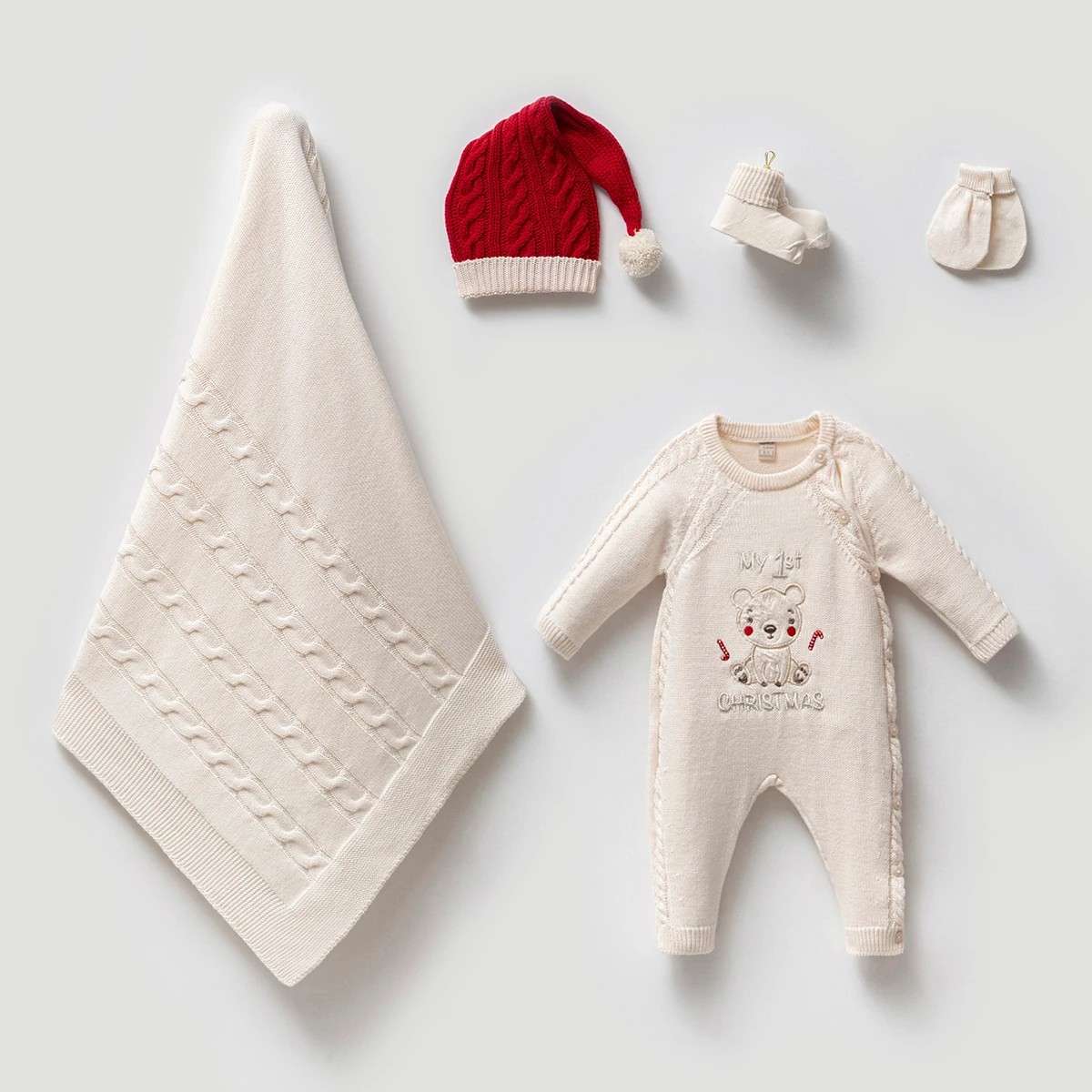 Unisex 0-3 Ay Premium Krem Yeni Yıl 5li Set