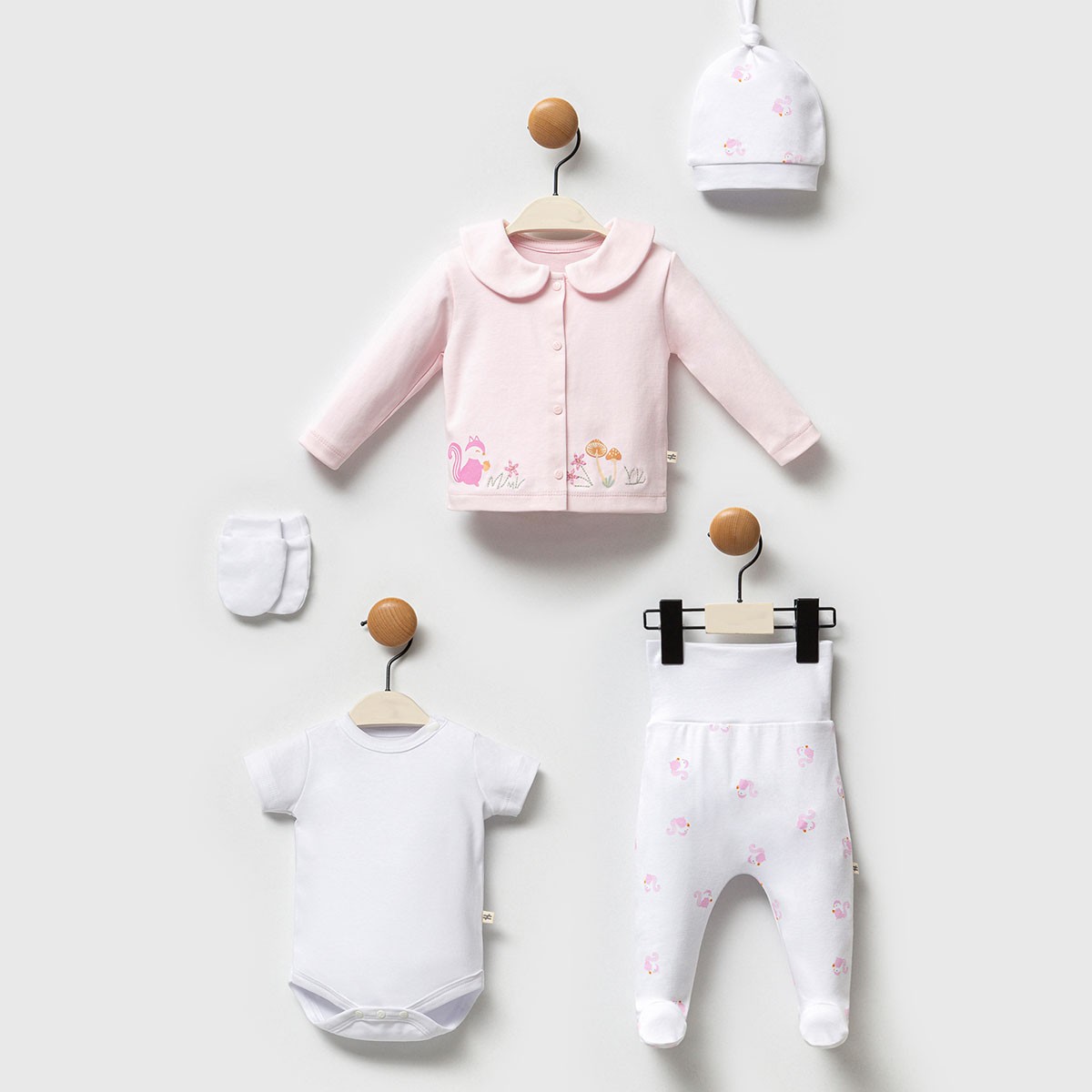 Kız Bebek 0-3 Ay Sincap 5li Set