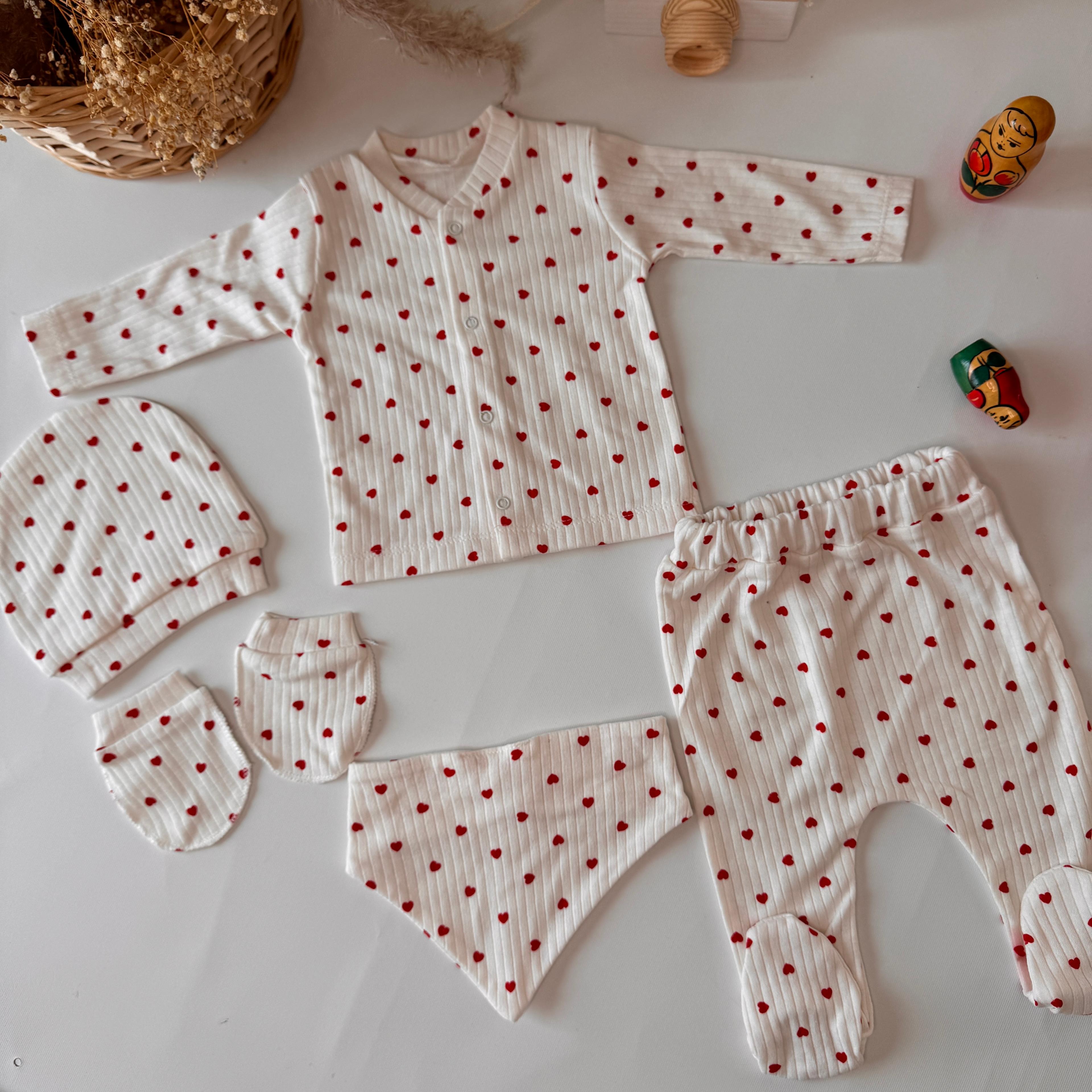 Unisex 0-3 Ay Minik Kalpli 5li Set