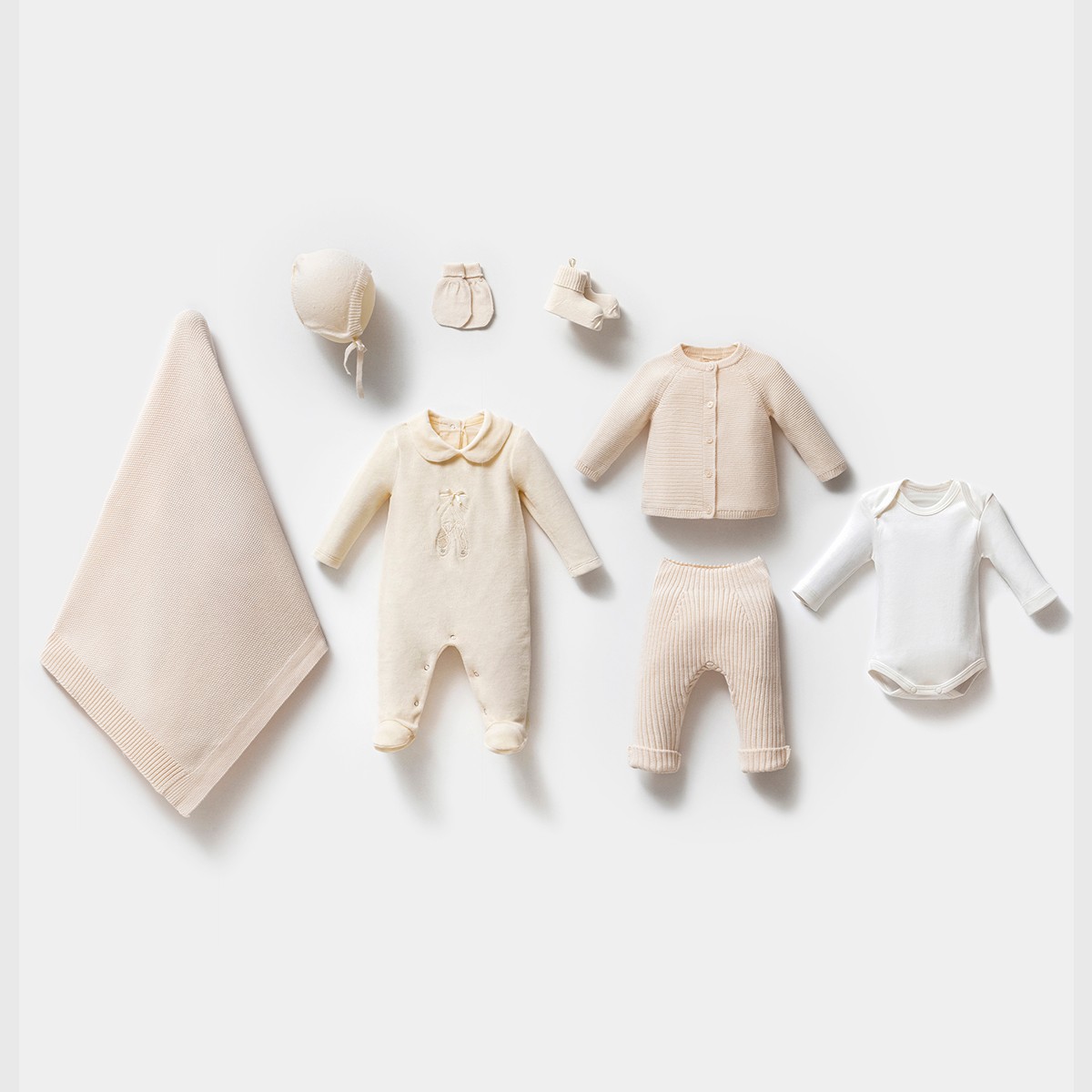 Kız Bebek 0-3 Ay Premium Krem Diana Balerin 8li Set