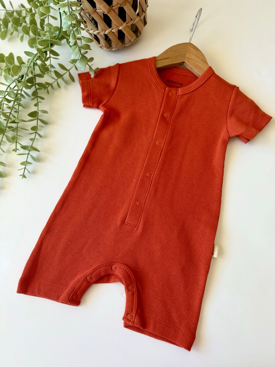 Unisex Organik Pamuk Tarçın Waffle Tulum