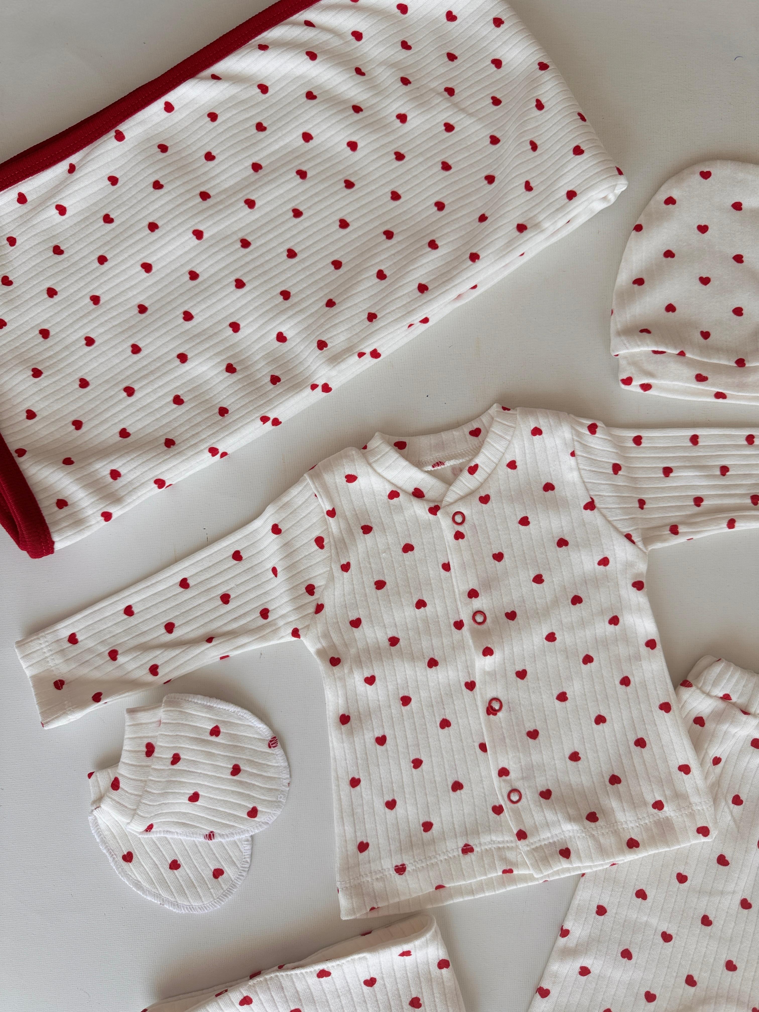 Unisex 0-3 Ay Minik Kalpli Battaniyeli 6lı Set