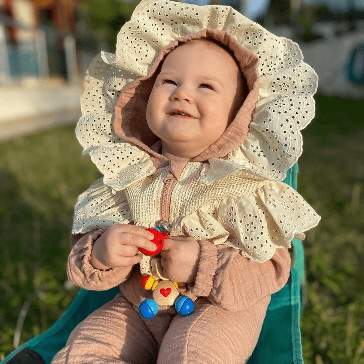 Kız Bebek Gül Kurusu Fistolu Kapüşonlu Ceket 2li Takım