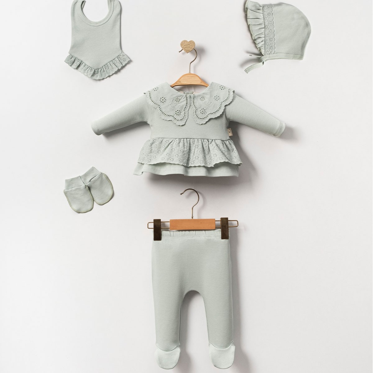 Kız Bebek 0-3 Ay Mint Elite 5li Set