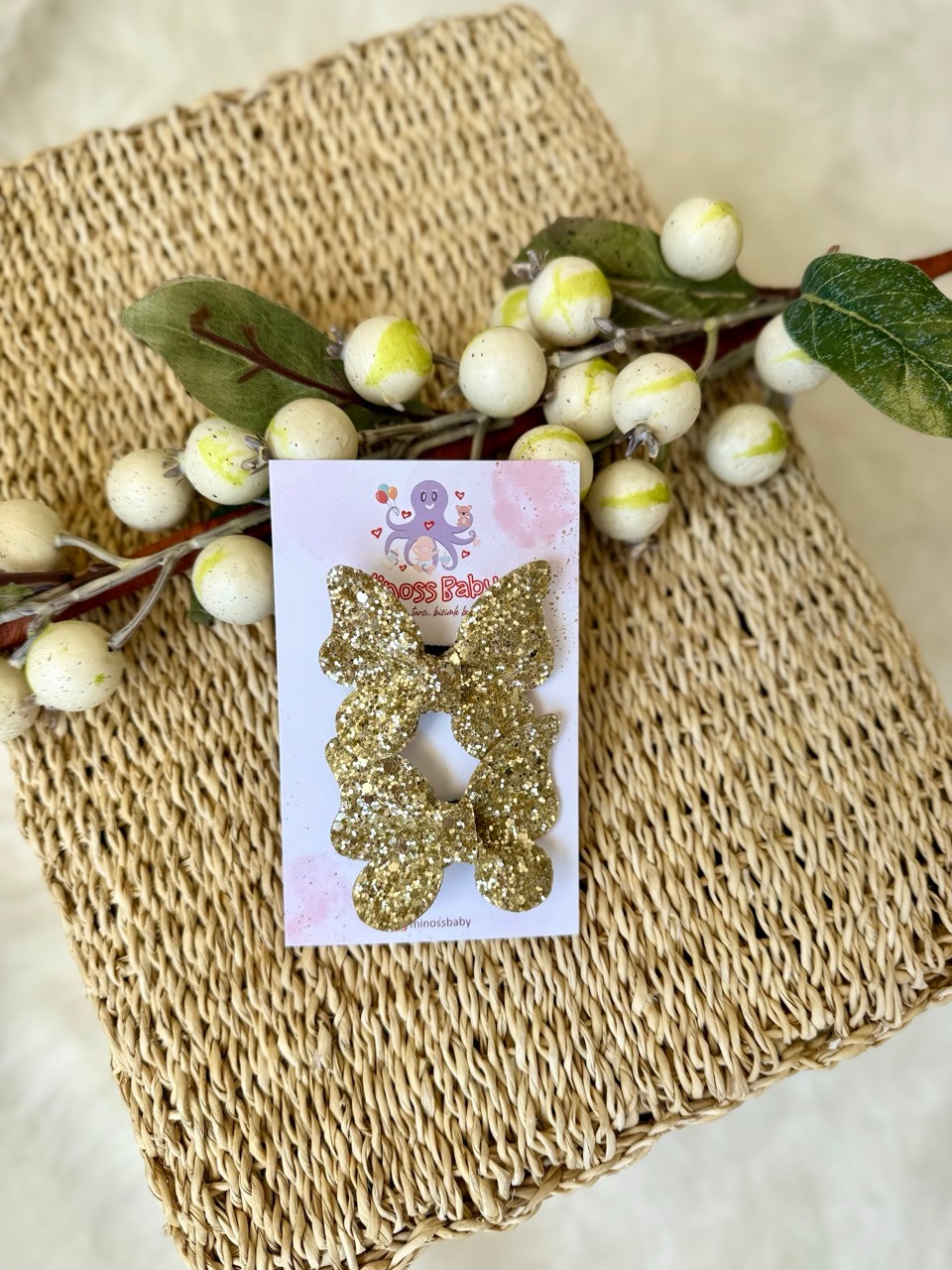 Kız Bebek 2li Gold Kelebek Saçsız bebek Tokası