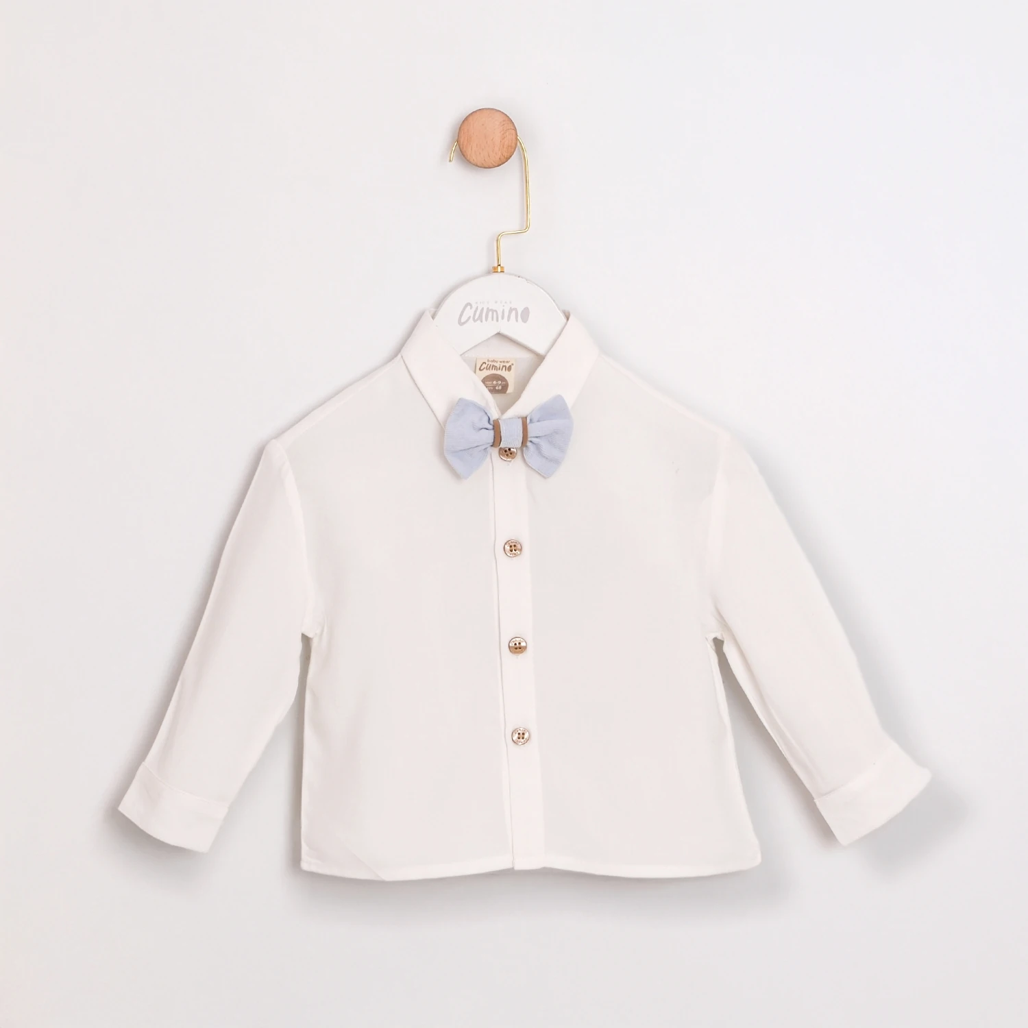 Erkek Bebek Chic Mavi Kadife Kumaş Papyonlu Salopetli Takım