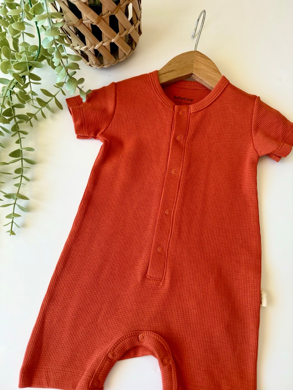 Unisex Organik Pamuk Tarçın Waffle Tulum