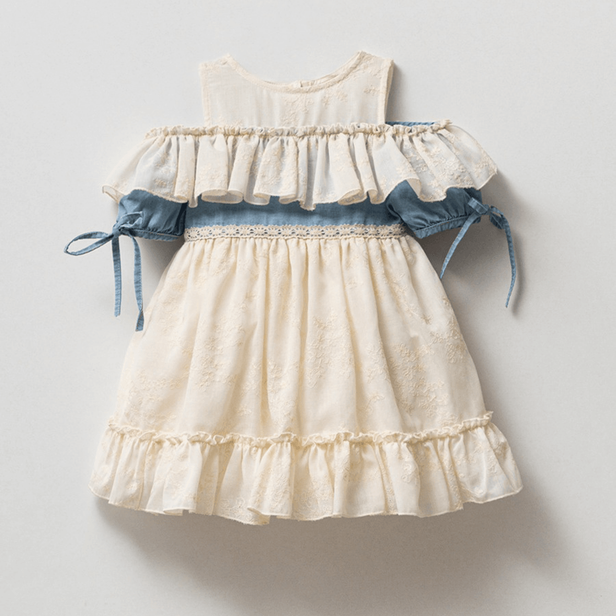 Kız Bebek Fırfırlı Denim Sual Elbise 