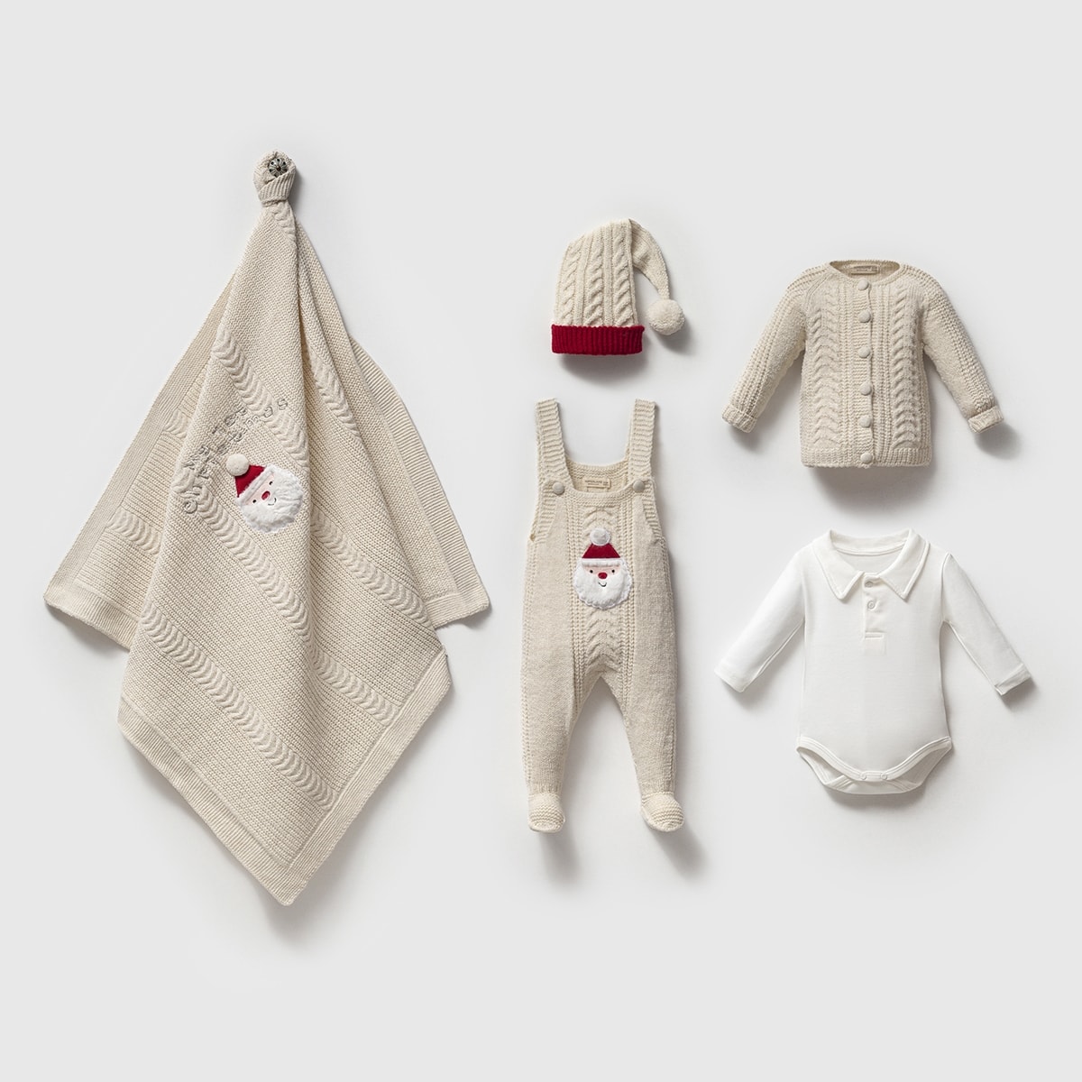 Unisex 0-3 Ay Premium Krem Organik Pamuk Yeni Yıl Selopetli 5li Set 