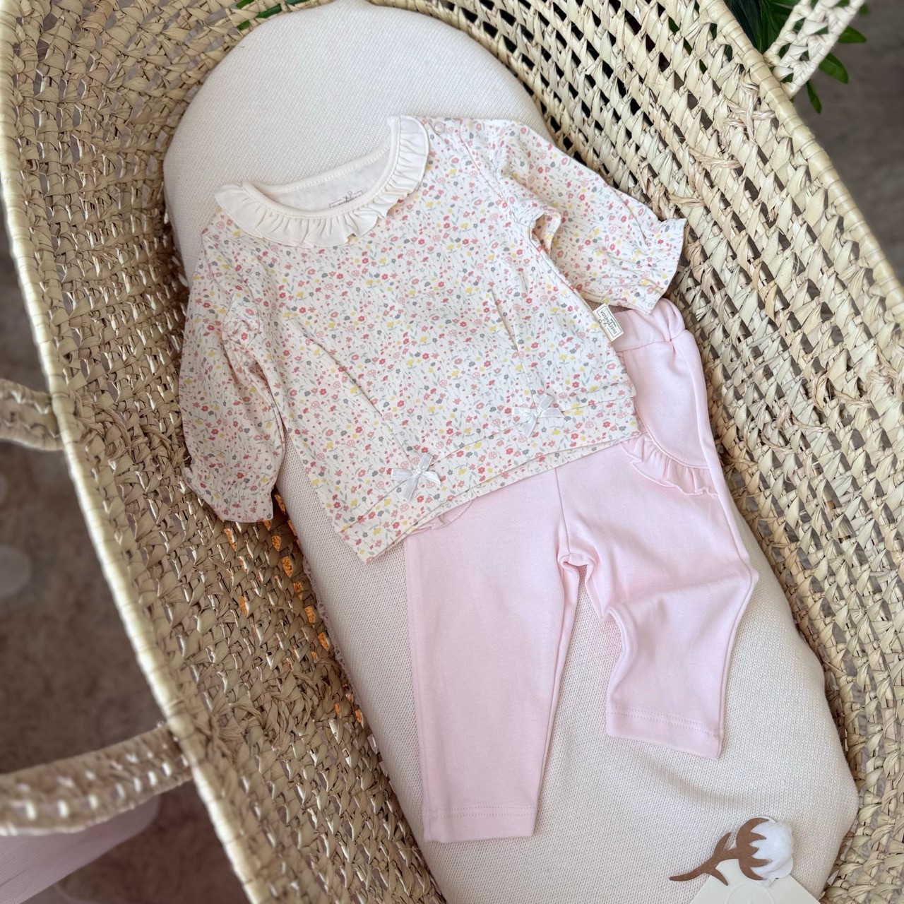 Kız Bebek Pembe Çıtır Çiçekli 2li Takım