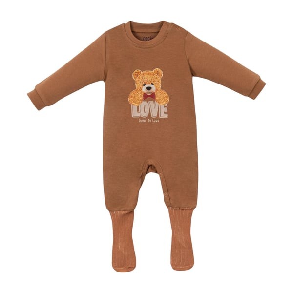 Erkek Bebek Kahve Bear Patikli 3lü Tulum Seti 