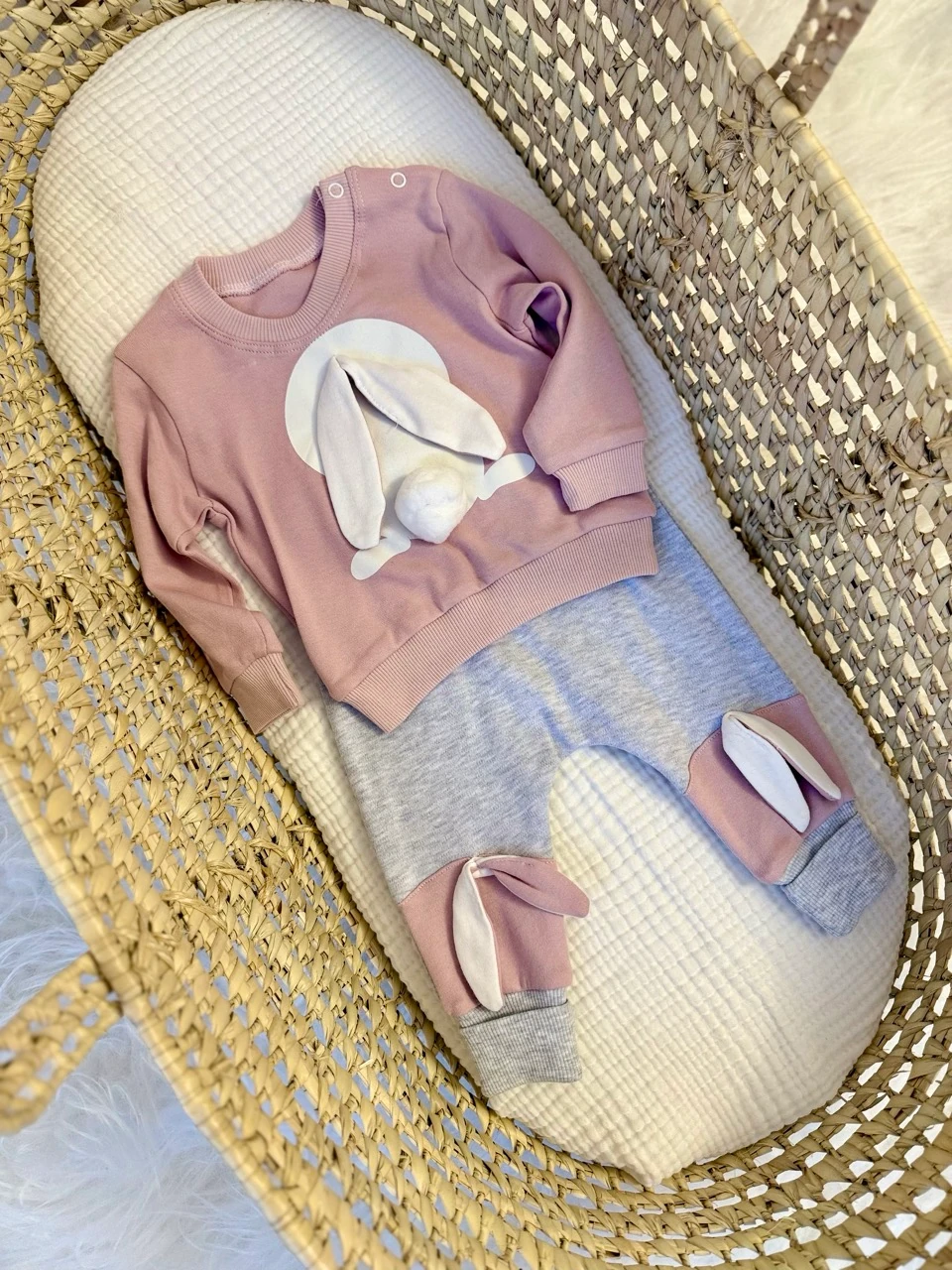 Kız Bebek Tavşan Kulak 2li Pamuk Takım