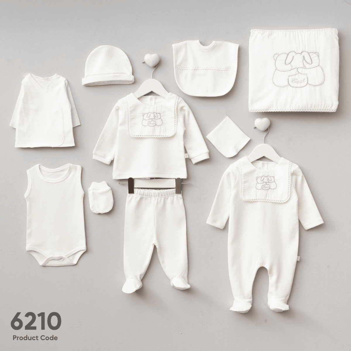Kız Bebek 0-3 Ay Krem Best Friends Kopanakili 10lu Set