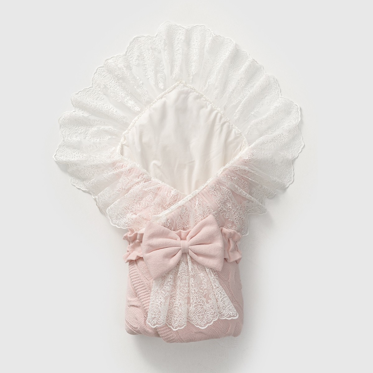 Kız Bebek Premium Pembe 85*85cm Tüllü Kundak Battaniye 