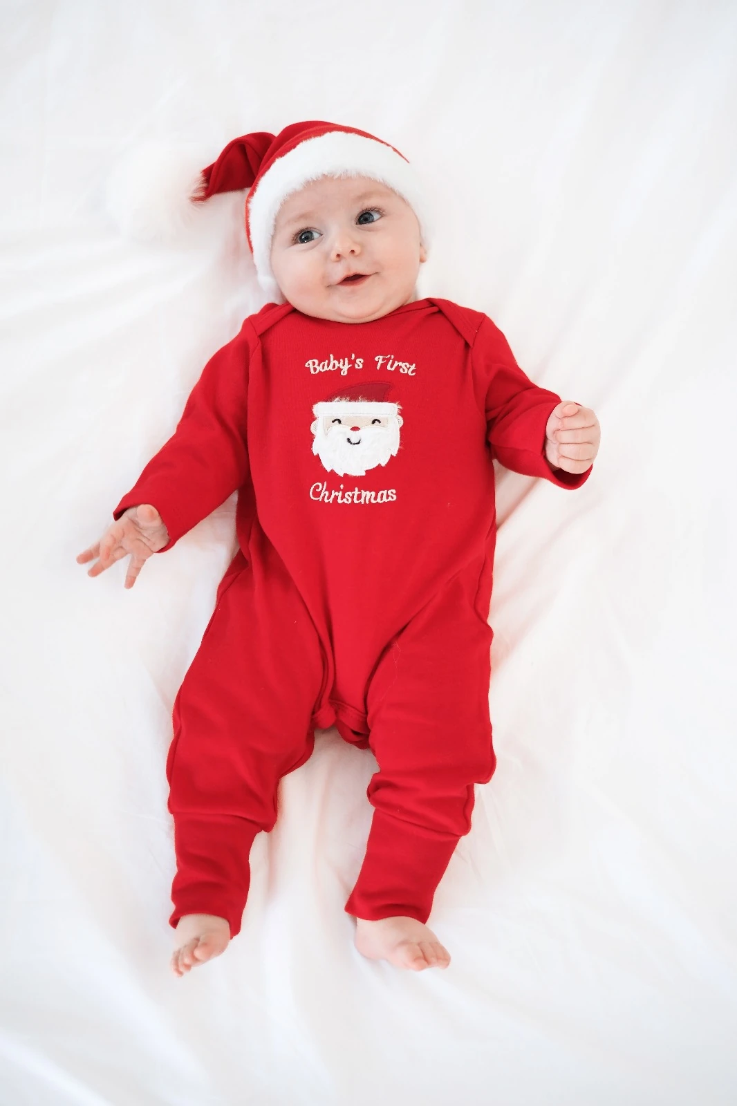 Unisex Baby First Christmas 3lü Yeni Yıl Tulum Şapka Seti 