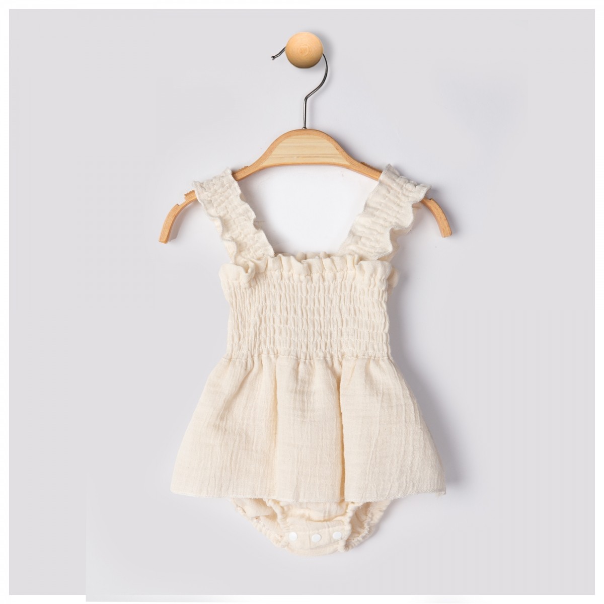 Kız Bebek Krem Soft Müslin Romper