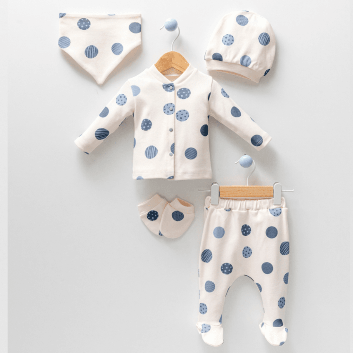 Erkek Bebek 0-3 Ay Gezegen Desenli 5li Set