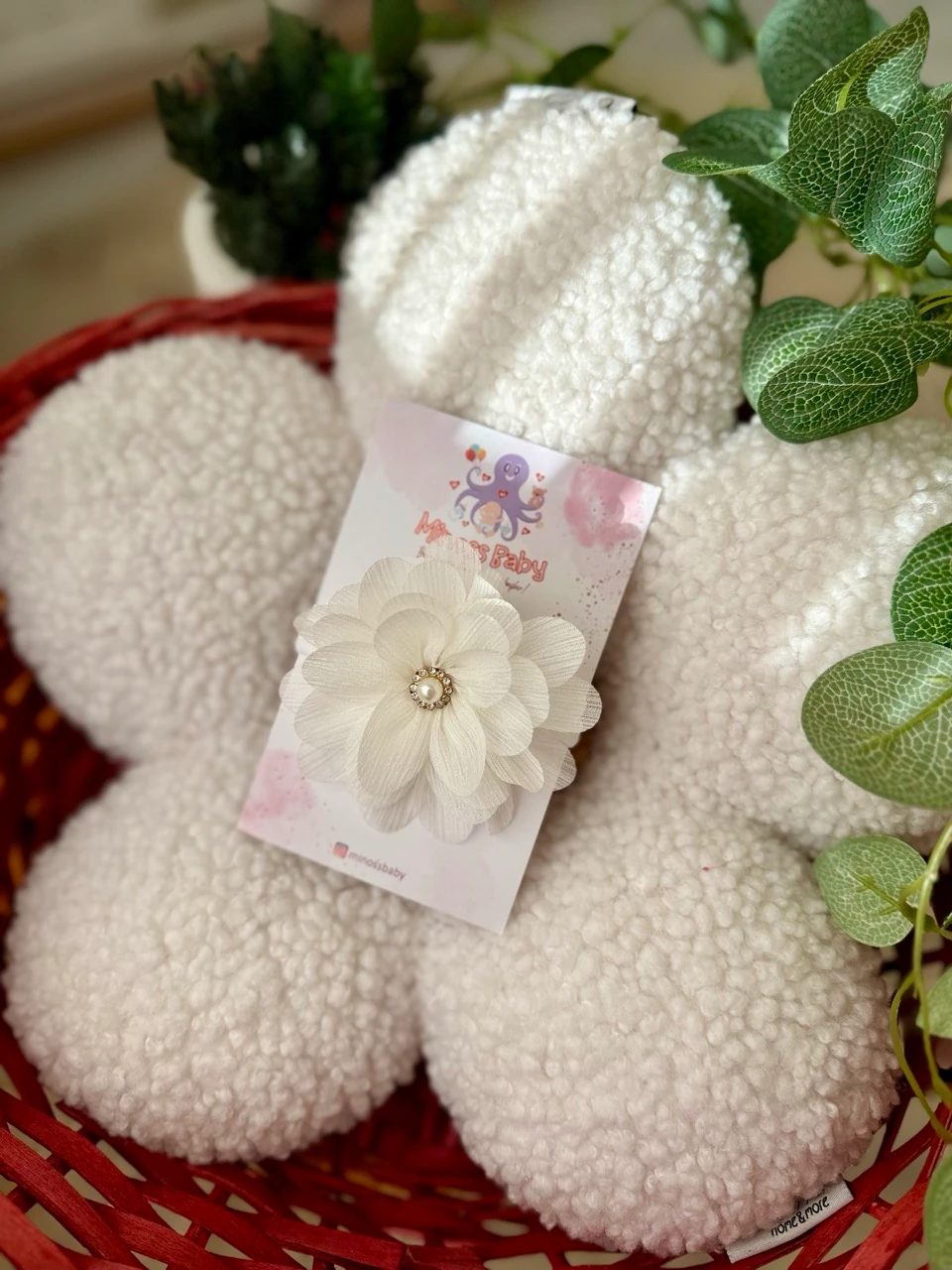 Kız Bebek Ekru Çiçekli Saç Bandı 