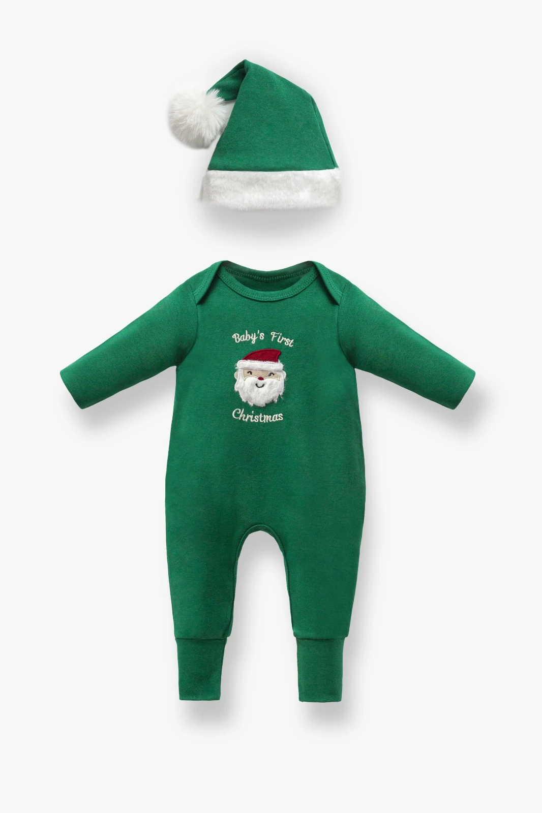 Unisex Baby First Christmas 3lü Yeni Yıl Tulum Şapka Seti 