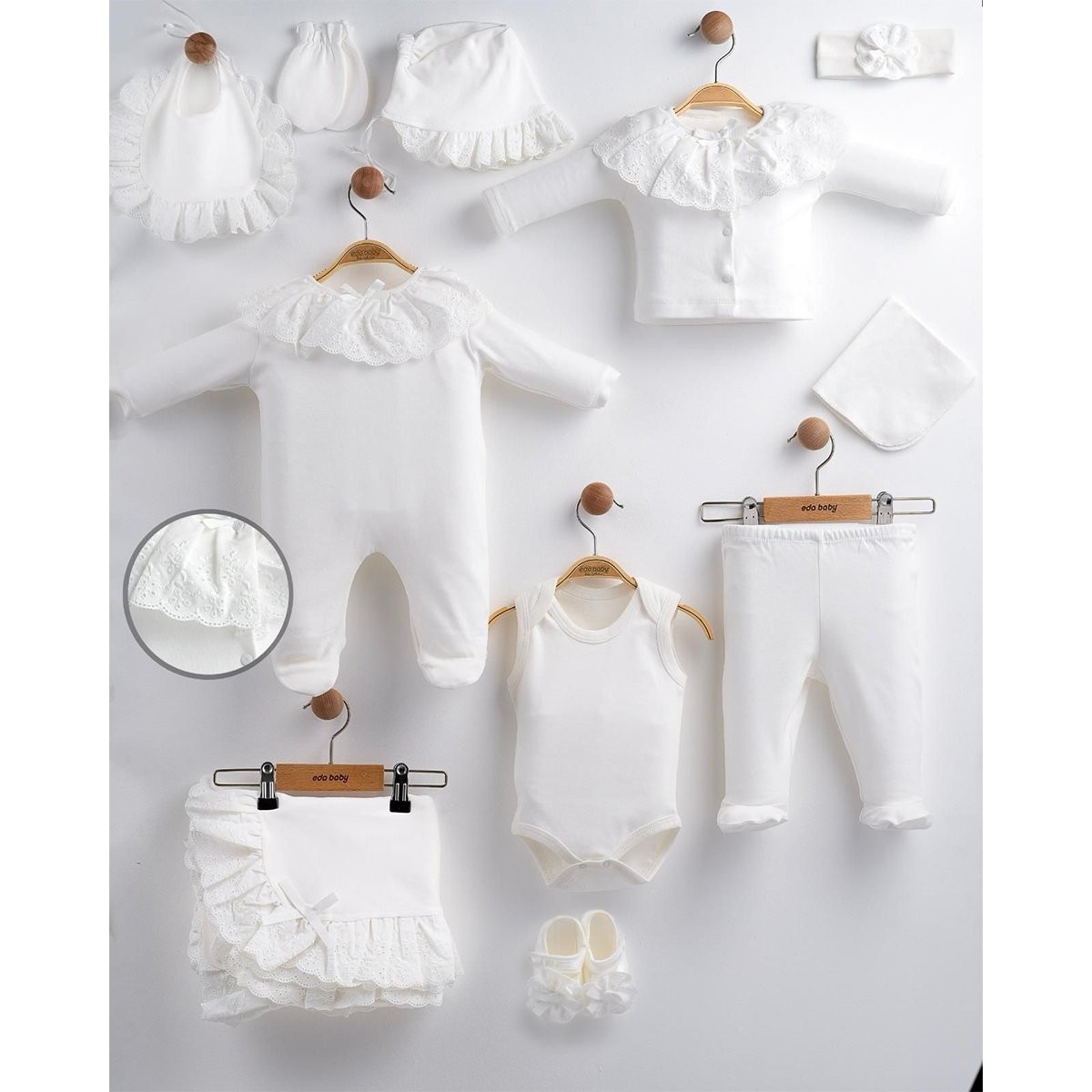 Kız Bebek 0-3 Ay Ekru Fistolu Naturel 10lu Set 