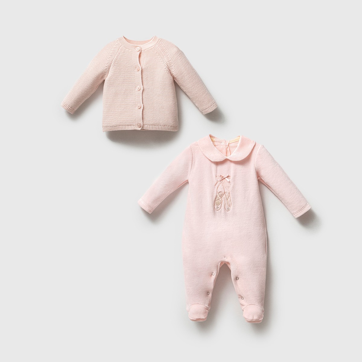 Kız Bebek Premium Pudra Hırkalı Balerina Tulum