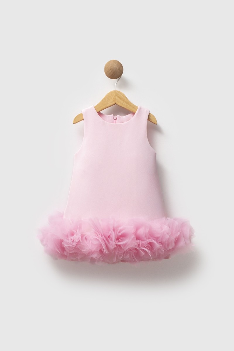 Kız Bebek Pembe Luxe Eteği Tütülü Elbise