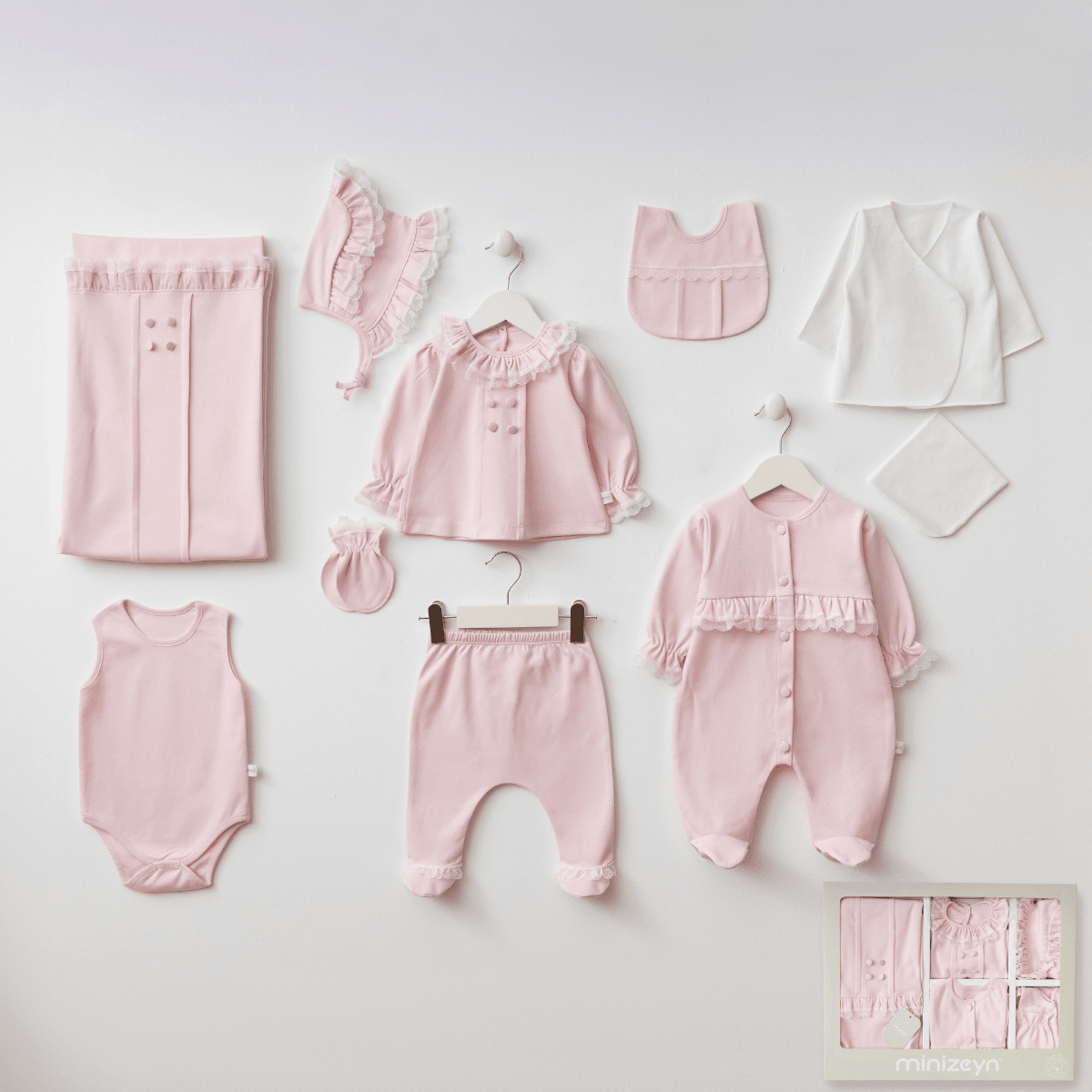 Kız Bebek 0-3 Ay Pembe Elegant 10lu Set