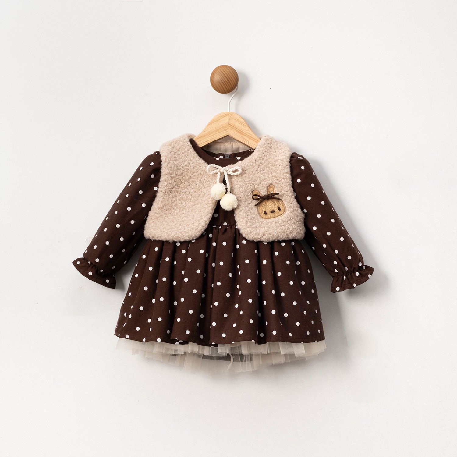 Kız Bebek Premium Layana Yelekli 2li Elbise
