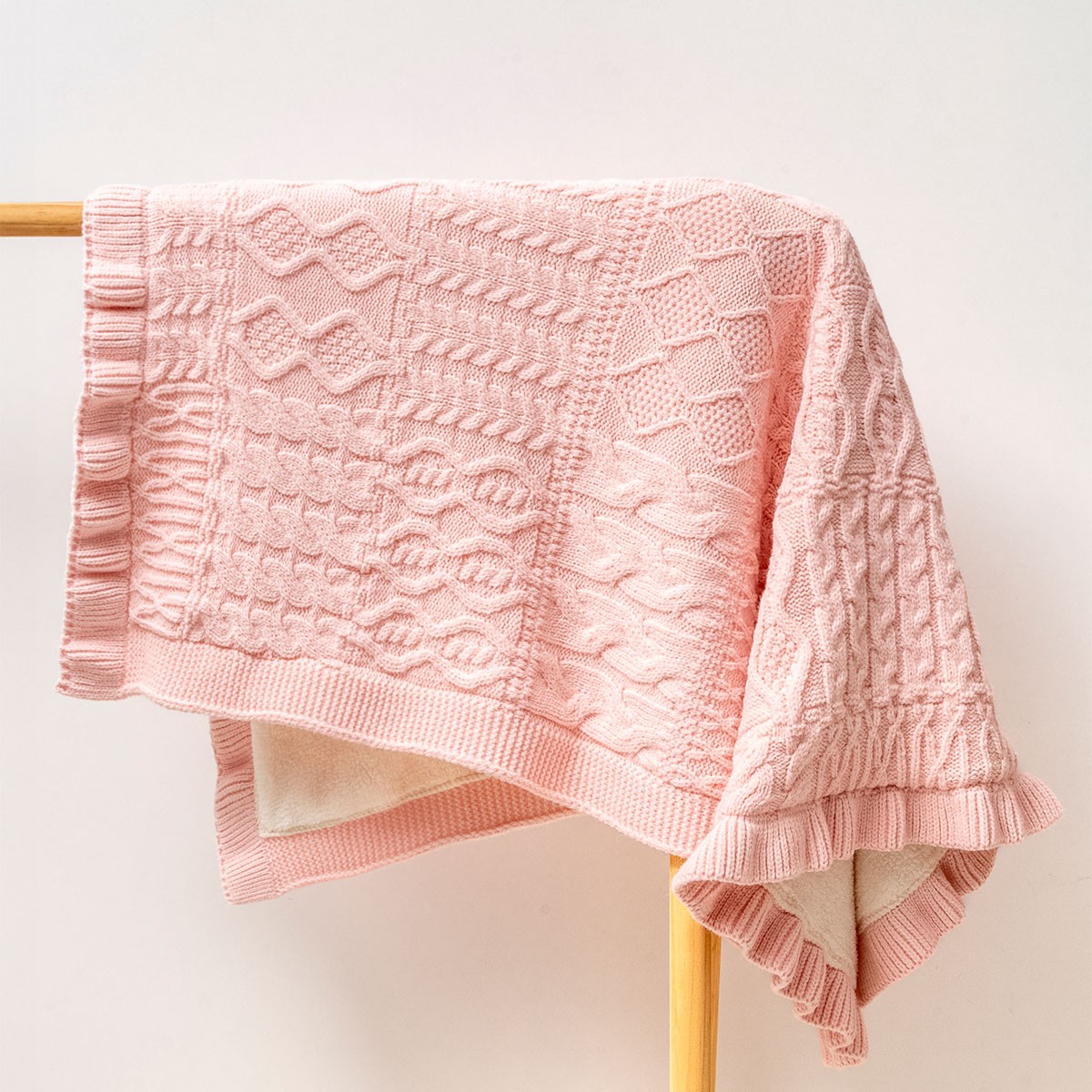Unisex Premium Pembe Yünlü Welsoft Astarlı Battaniye (85*100cm)