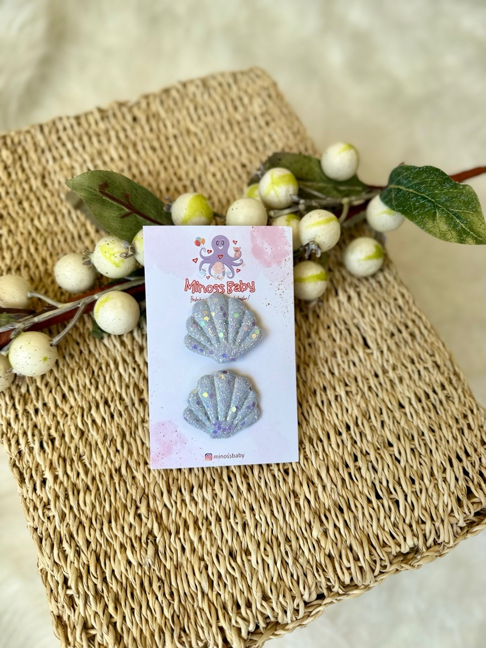 Kız Bebek 2li Midye Saçsız Bebek Tokası 