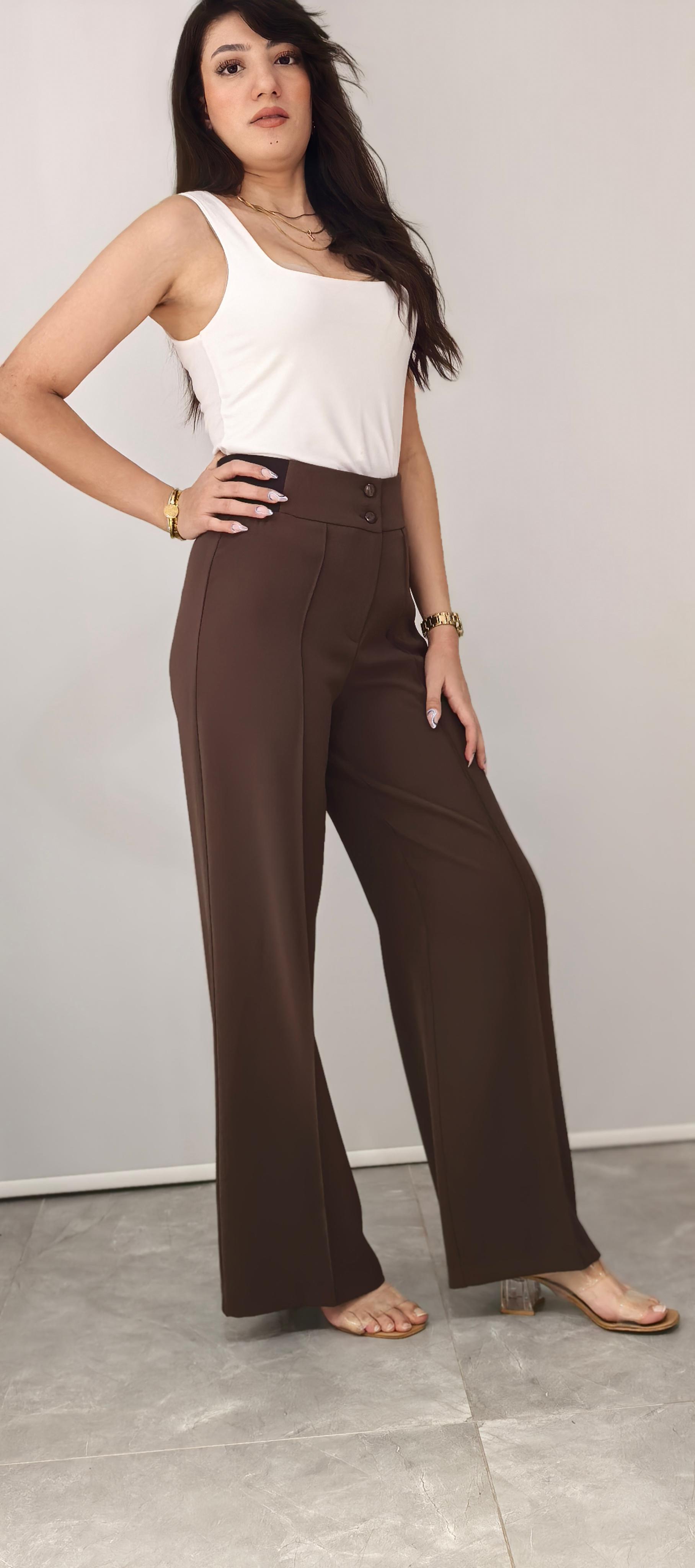 KAHVE ÇİMALI DÖKÜMLÜ PANTOLON
