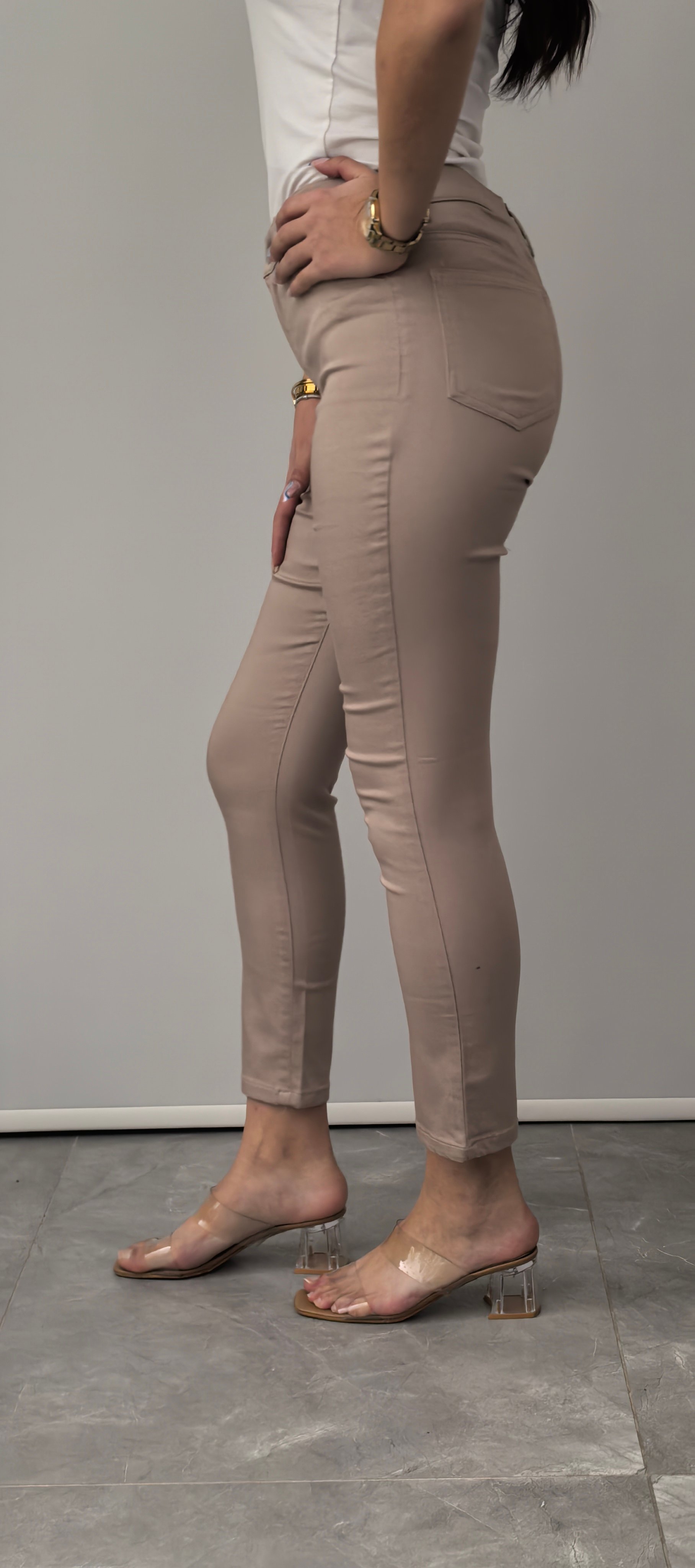 RED APPLE BEJ KETEN LİKRALI PANTOLON