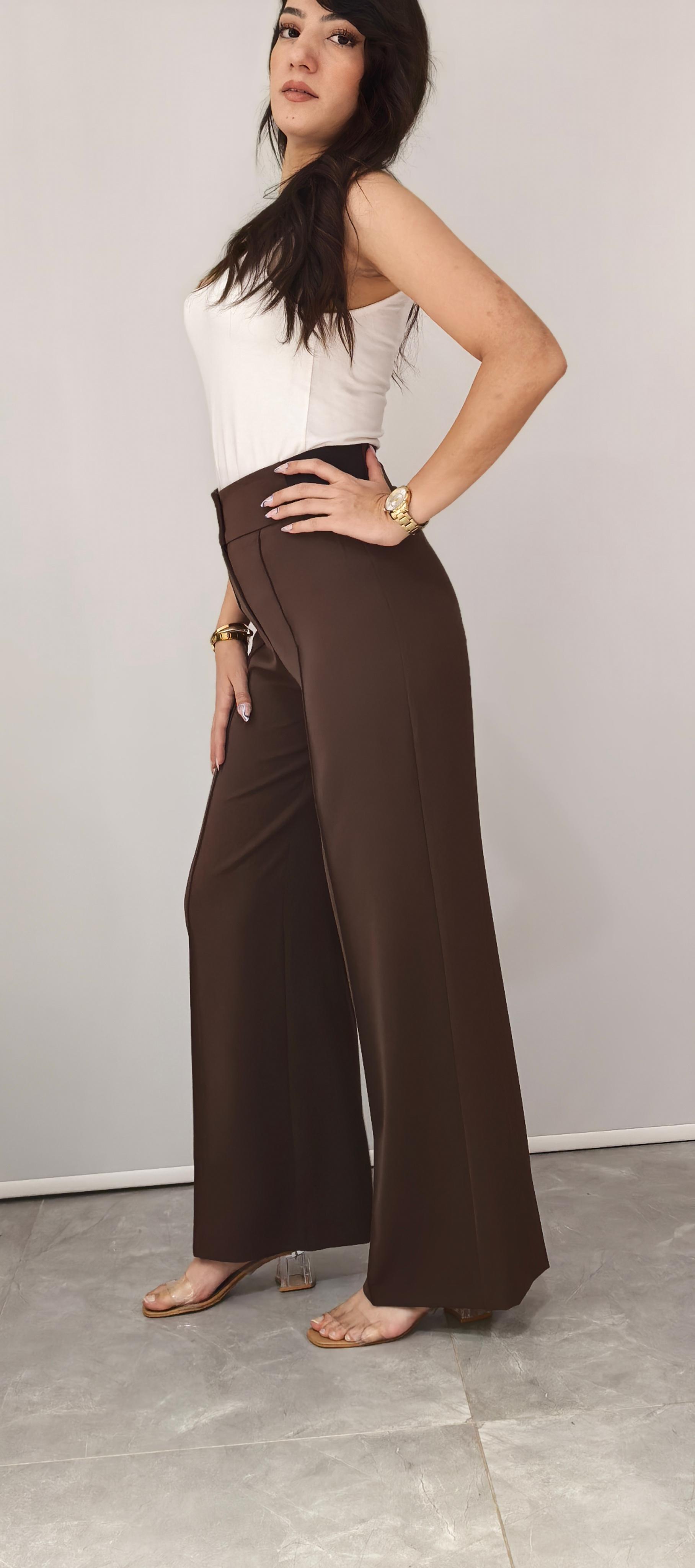 KAHVE ÇİMALI DÖKÜMLÜ PANTOLON