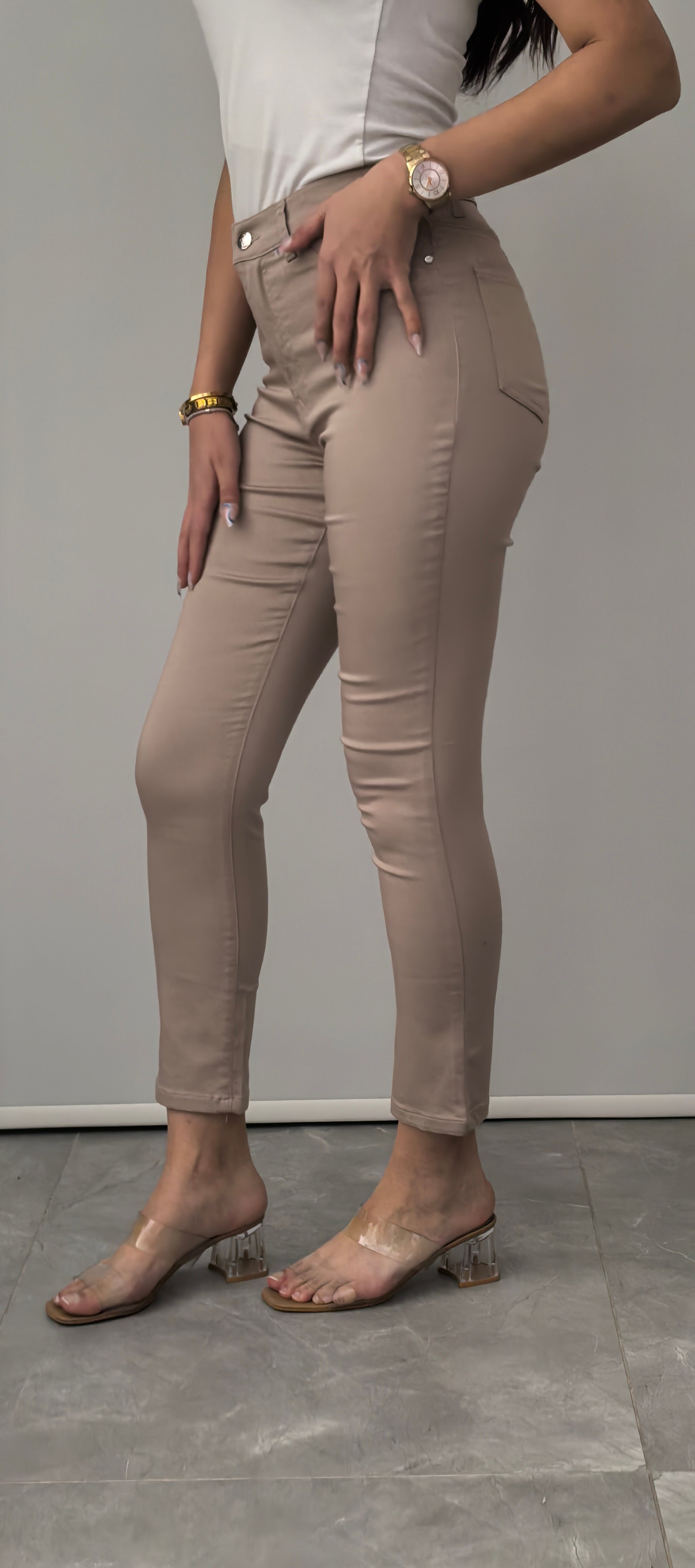 RED APPLE BEJ KETEN LİKRALI PANTOLON