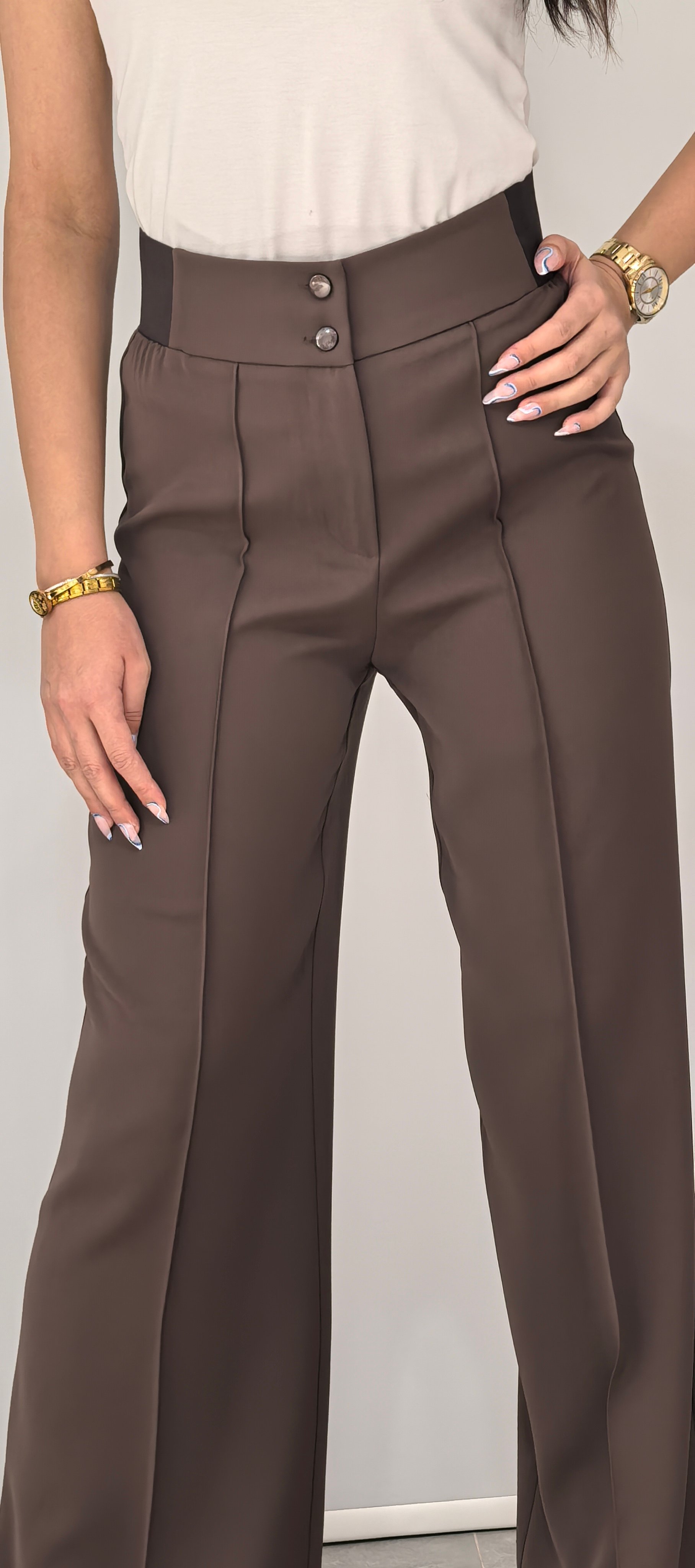 KAHVE ÇİMALI DÖKÜMLÜ PANTOLON
