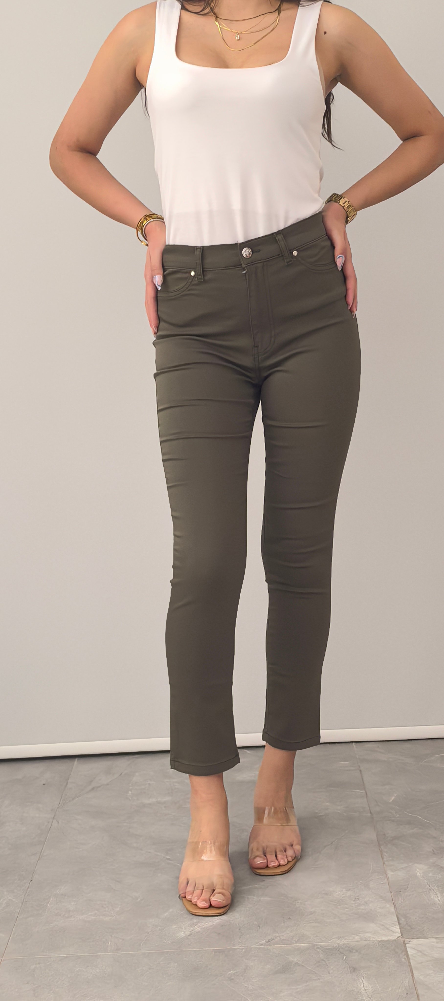 RED APPLE HAKİ KETEN LİKRALI PANTOLON
